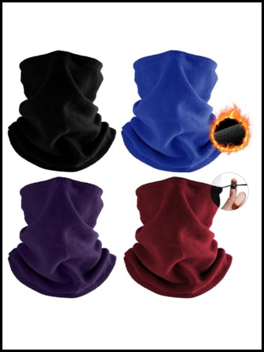 Fleece Neck Gaiter Balaclava Windproof Winter Face Mask Multi Pack